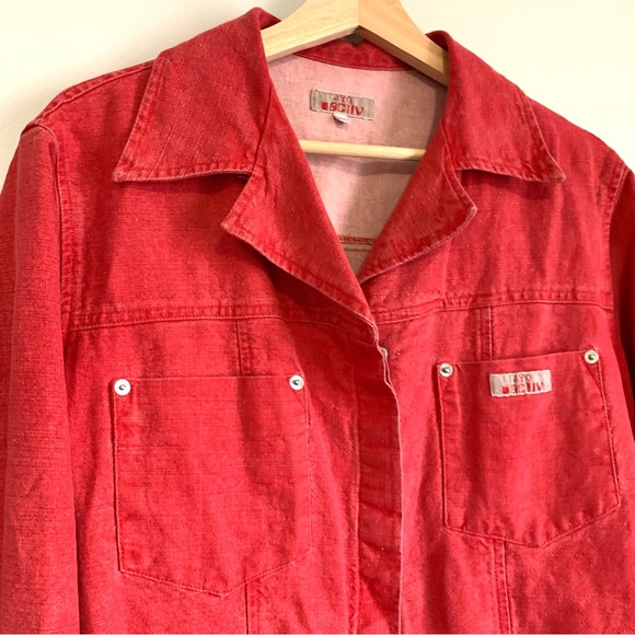 Red Denim Oversized Jacket Womens - Picture 3 of 11